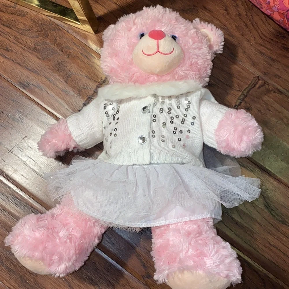 Build-A-Bear fur collar sequin cardigan sweater & white glittery silver skirt​​ - Picture 5 of 12